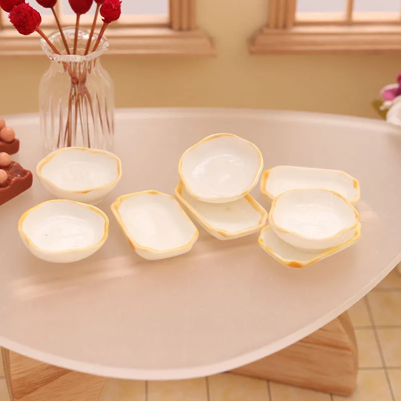 5Pcs 1:12 Bowl Dishes Plate Tableware Dolls House Furniture Miniatures Kitchen Toy Gifts For Dollhouse Dining Accessories