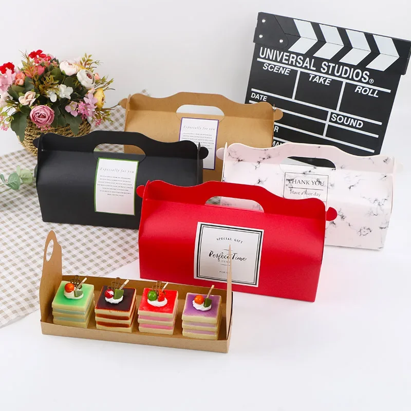 

10/20pcs Swiss Roll Baking Gift Box with Handle Sandwich Packaging Box and Towel Roll Gift Box