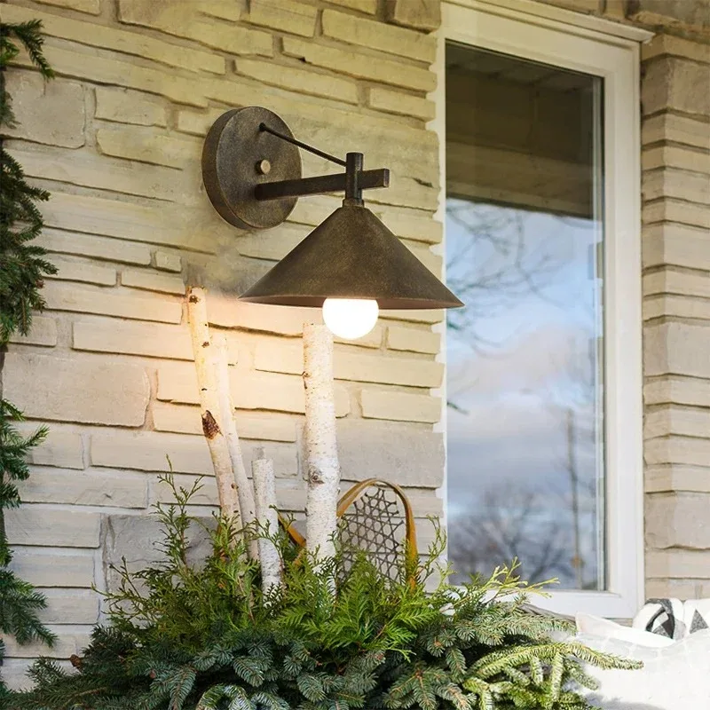 

American Retro Outdoor Wall Lamp Vintage Wall Scone Waterproof Fixture For Courtyard Balcony Aisle Industrial Outdoor Wall Light