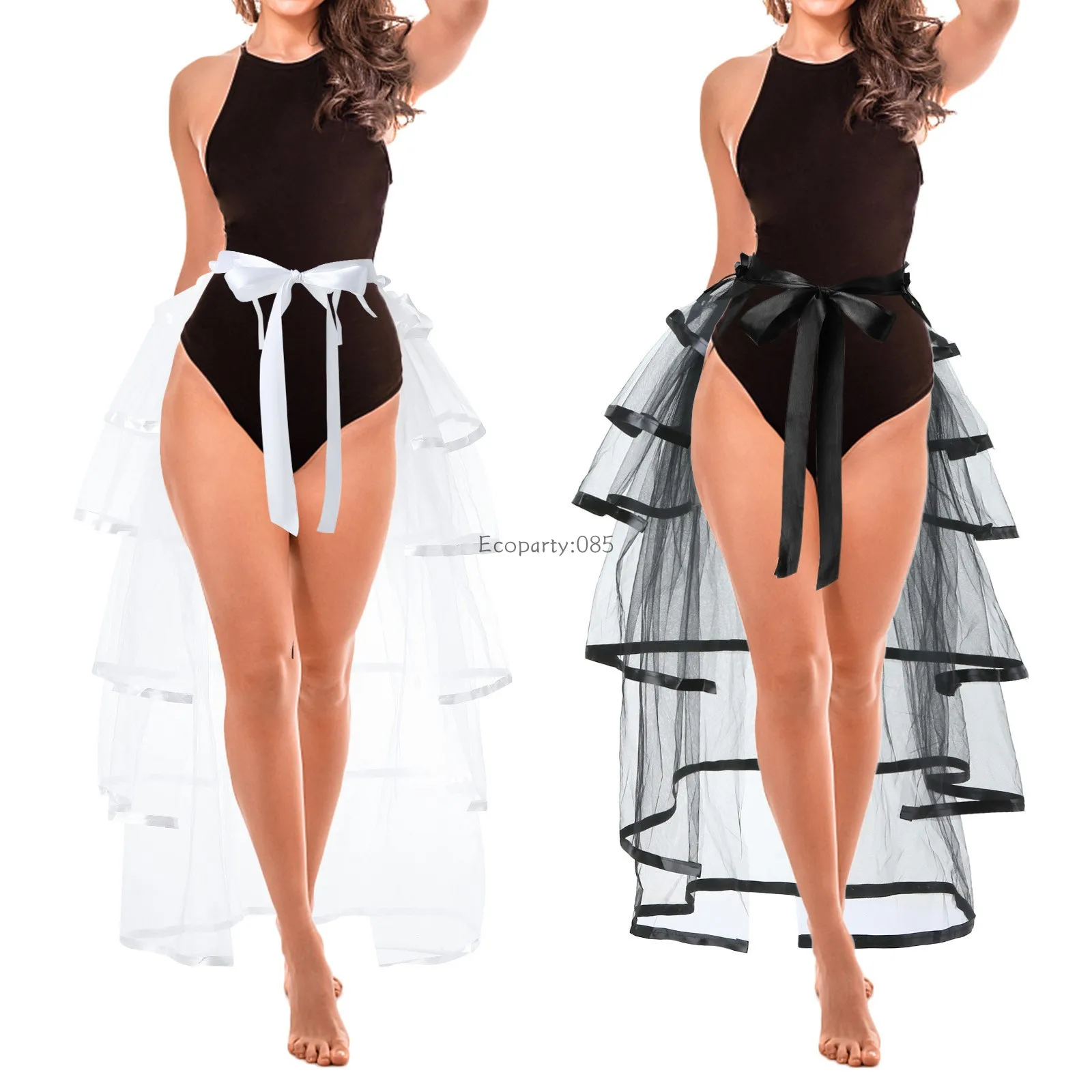 Pół spódnica damska Wiązana spódnica damska Siatkowa spódnica z tiulu Gothic Steampunk Victorian Party Rockabilly Tutu Ruffle Tiered Skirts 2024