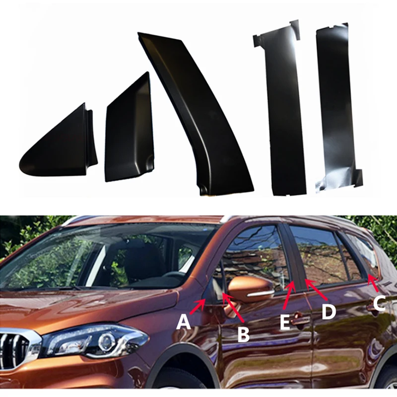 Front Rear Door Moulding Trim Panel Decoration Posts Cover Outer Pillar Garnish Trim For Suzuki S-Cross SX4 Cross 2013 2014 2021