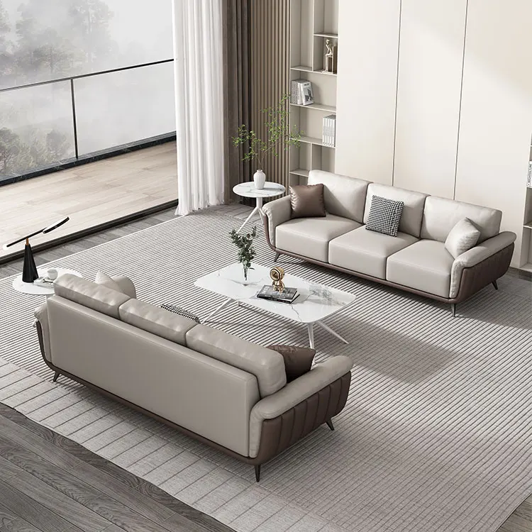 

Liyu Chinese Style Modern Leather Sectional Sofa Office Sofa Set Furniture for Living Room or Waiting Area with Wood Legs