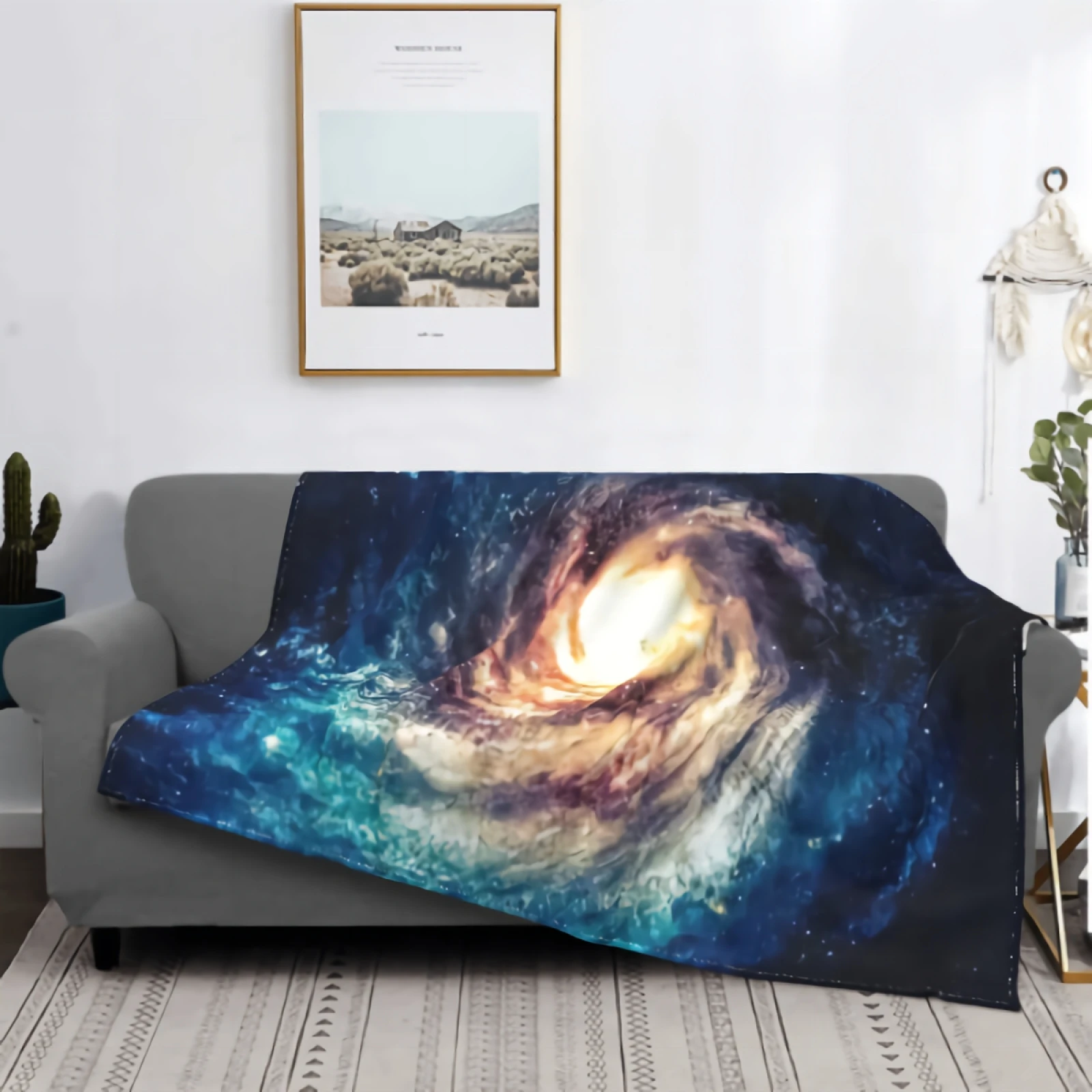 

Colorful Galaxy Flannel Blanket for Couch Bed Super Soft Cozy Plush Microfiber Fluffy Blanket Lightweight Warm Bedspread 80"x60"