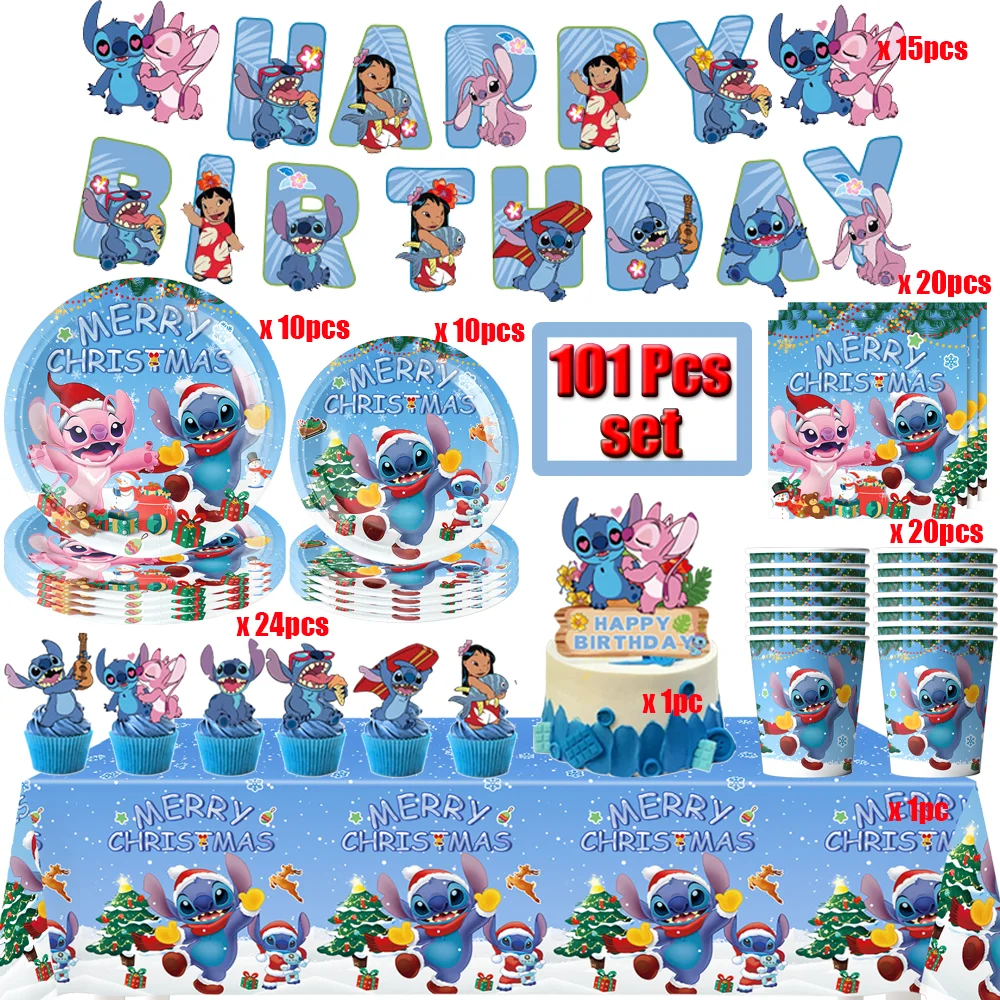 

Disney Lilo & Stitch Birthday Decor Stitch Disposable Tableware Tablecloth Plate Cup Balloon Baby Shower Kids Party Supplies