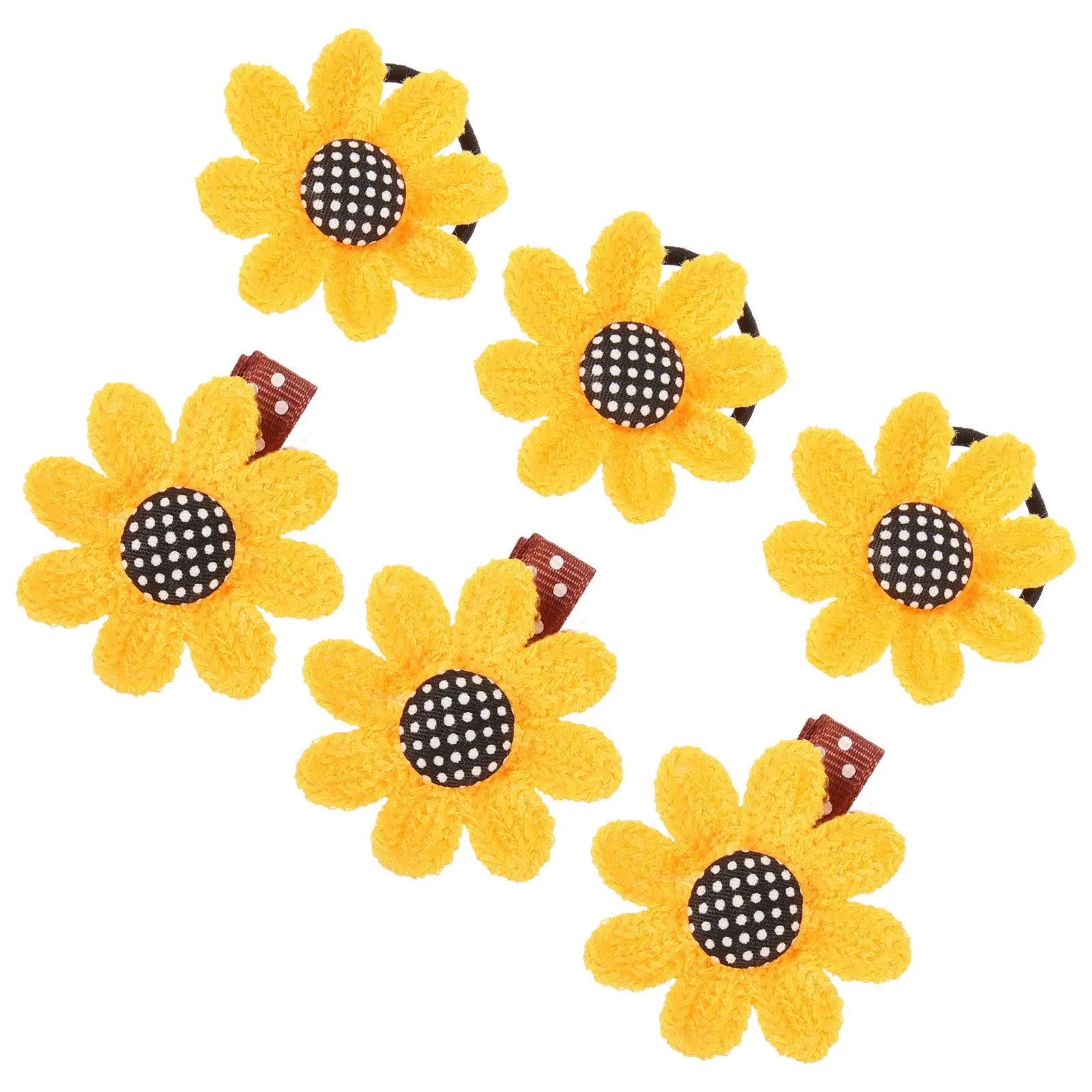 

6Pcs Sunflower Hair Clips Kids Girls Headwear Black Yellow Lovely Hair Accessories Party Kids Hairpins Baby Barrettes Adorable
