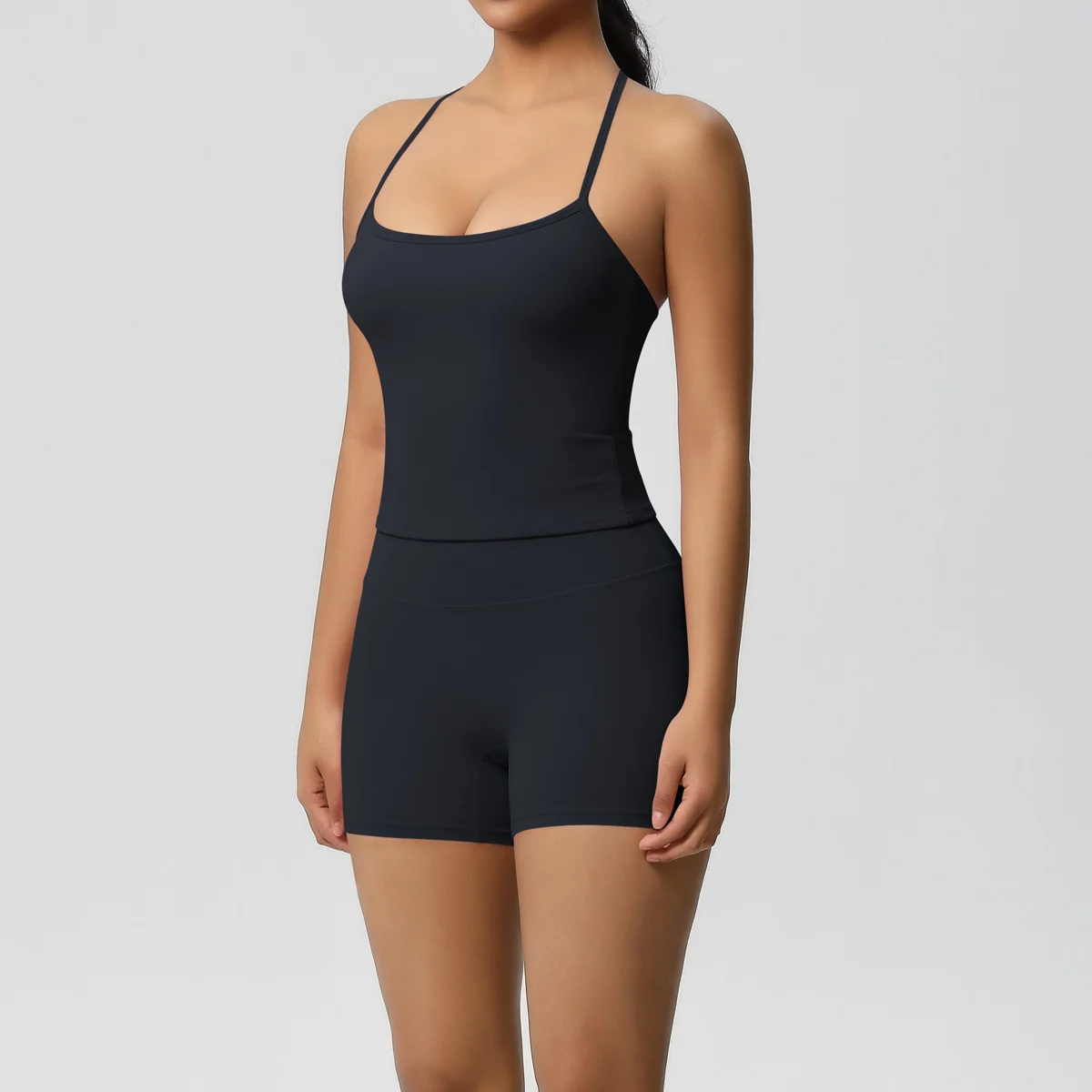Langes Trägerloses Top-Set Yoga Gym Set Nahtloser Rückenfreier Sport-BH Tops Tanktop Hüftlift-Leggings Gym-Shorts-Sets Sportset – Detail 8