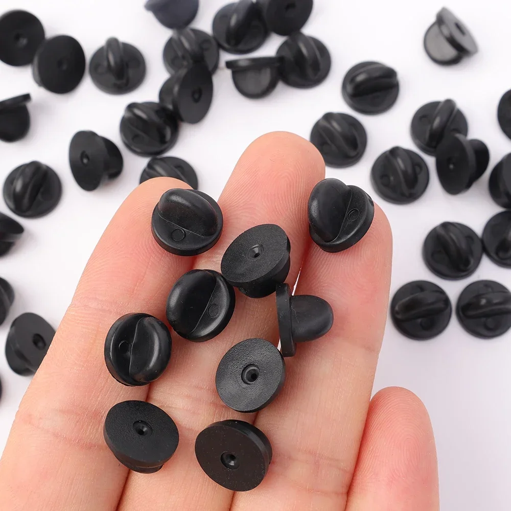 50/200pcs Black PVC Rubber Pin Back Butterfly Clutch Tie Tack Lapel Holder Clasp Pin Cap Keepers for Uniform Badges Replacements