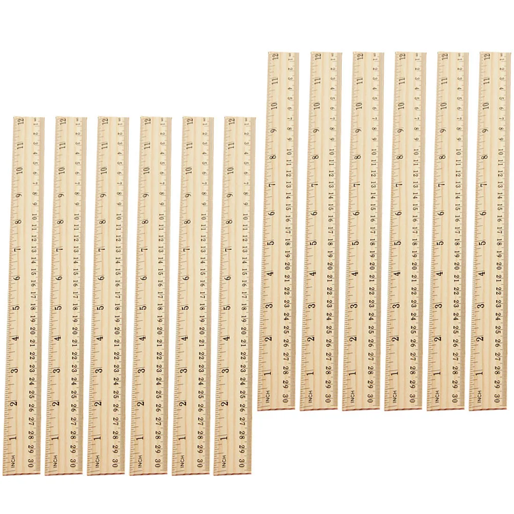 20Pcs Wooden Rulers Multi-Function Straight Edges Rulers for Drawing Engineering Office Use Wooden Ruler