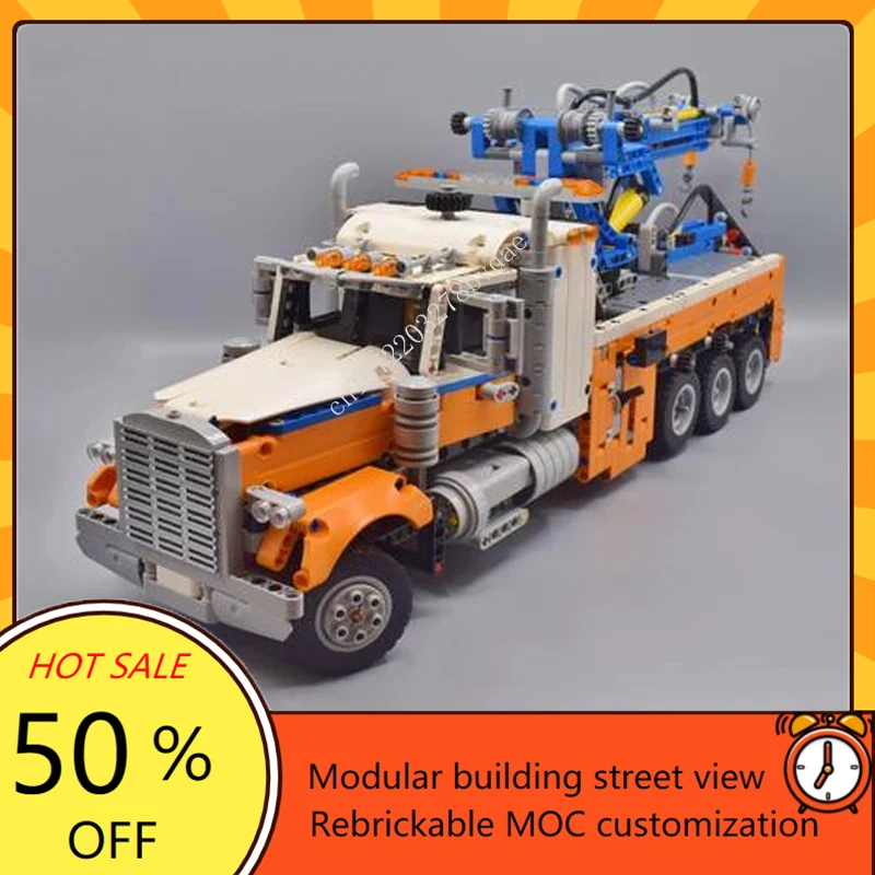 2017PCS Customized High-Tech MOC Heavy Duty Tow Truck Model Building Blocks Technology Bricks DIY Assembly Toys Birthday Gifts