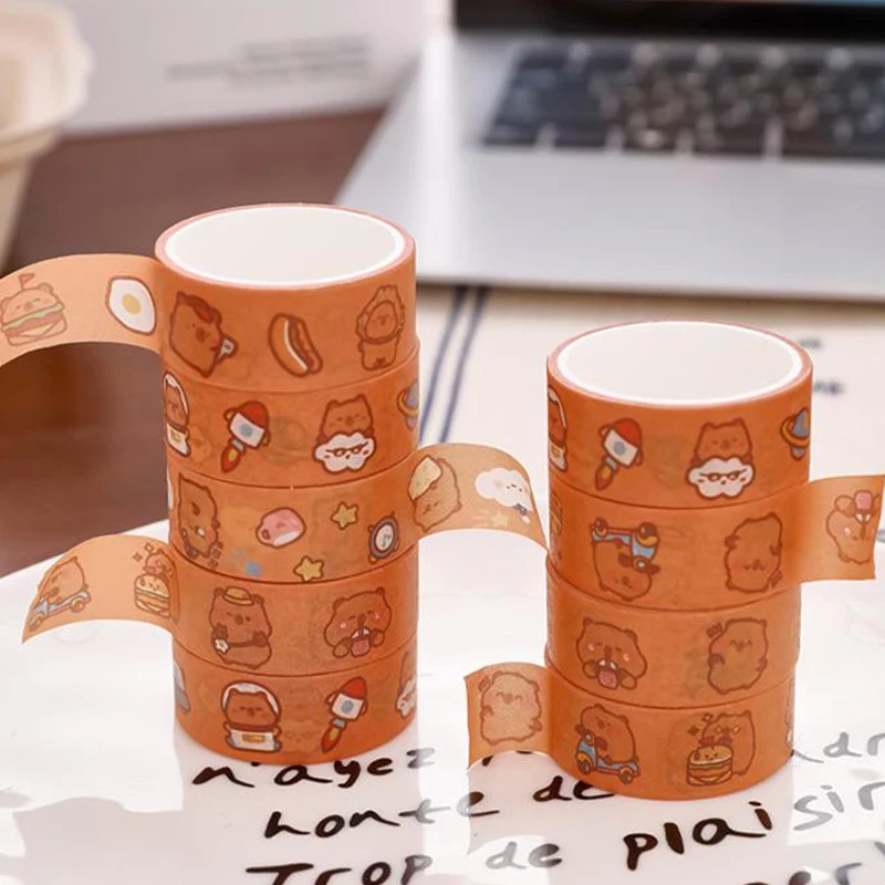 5 pçs bonito dos desenhos animados capivara washi fita mão conta fita decorativa colagem planejador diy colagem escola estacionária adesivos