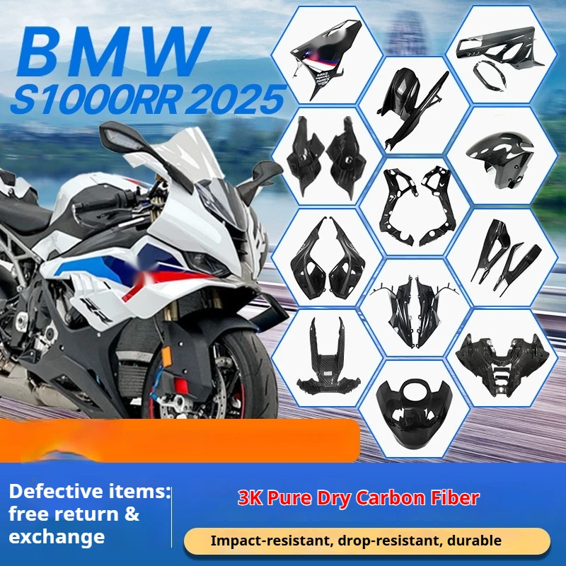 For BMW S1000RR 2025 Carbon Fiber Side Panel Winglet Air Intake Front Fairing Carenado Alerones para moto