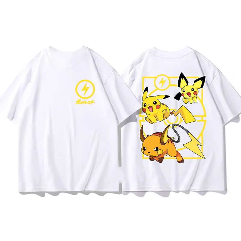 

Футболка с короткими рукавами Pokémon Collaboration для мужчин и женщин, летняя одежда Пикачу, быстросохнущая модная горячая распродажа
