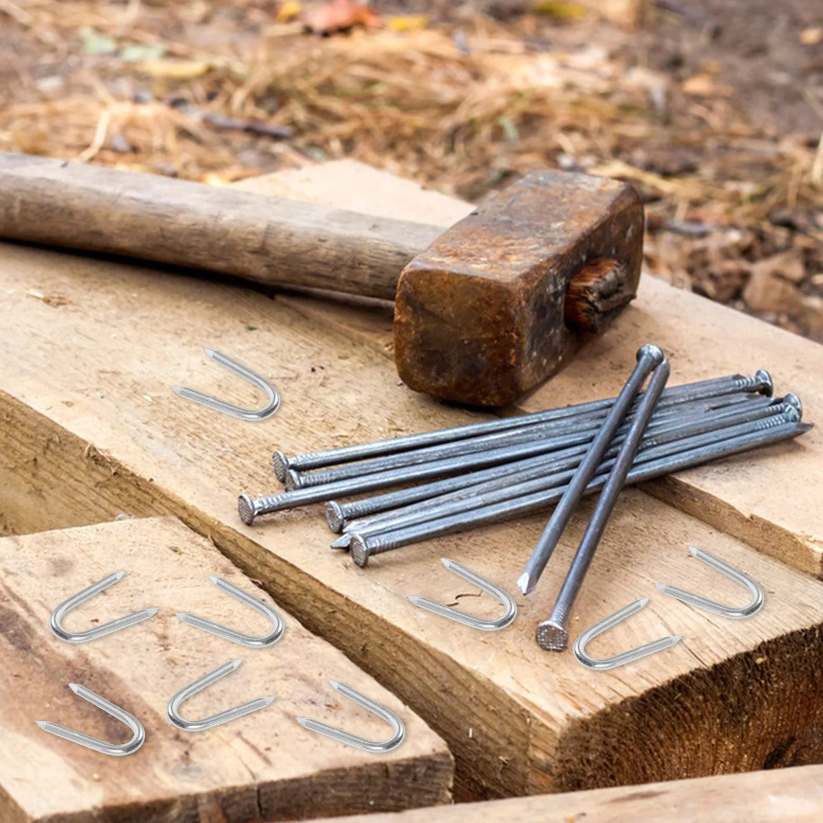 

50Pcs Gardening Fence Nails Strong Iron U Nails for Fixing Outdoor Garden Fences Wire Staples U-Shaped Fixing Nail