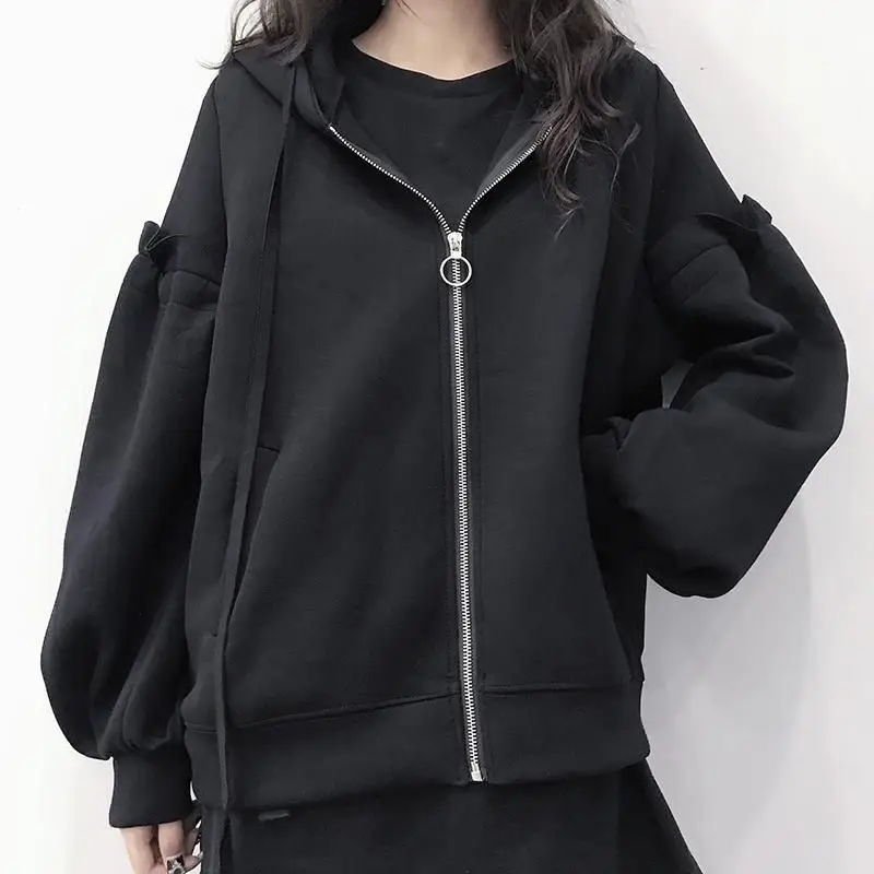 Sudaderas con capucha informales de manga acampanada que combinan con todo, abrigo coreano de sección delgada, talla grande, primavera y otoño