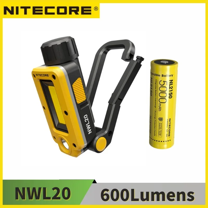 NITECORE NWL20 Multifunctional Triple Output Floodlight Spotligh 600Lumens Rechargeable Include 21700 5000mAh Battery