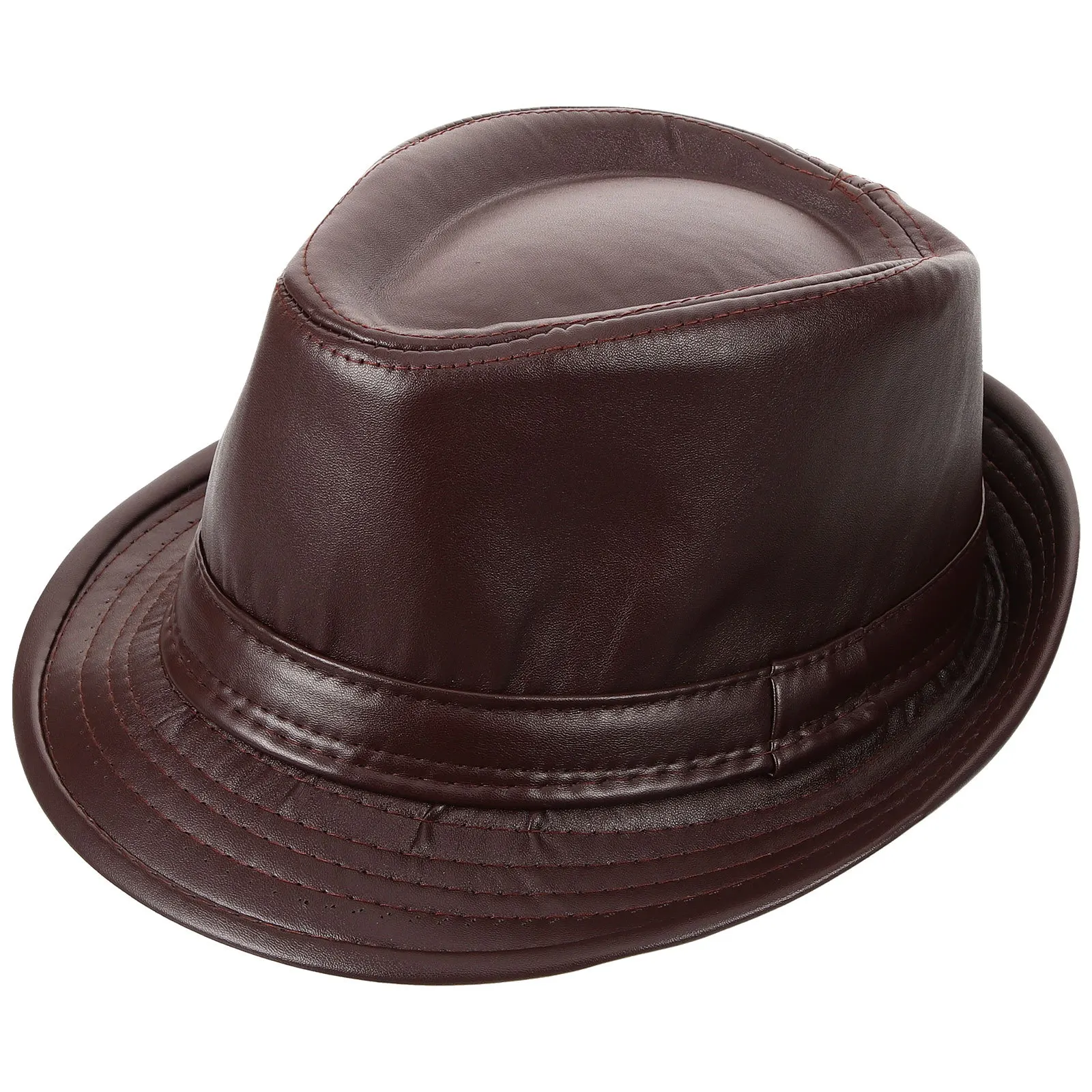 

Vintage Jazz Hat PU Men Hat Warm Retro Cap for Middle Aged Elderly Fashion Outdoor Leisure PU Hats