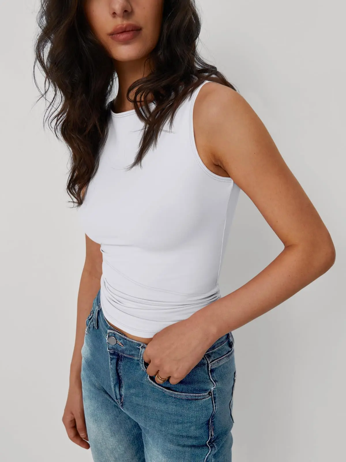 2026 Neues Ärmelloses Damen-Top Frühling/Sommer Mode Figurbetonte Cropped Pullover Y2K Elegante Damenmode – Detail 7