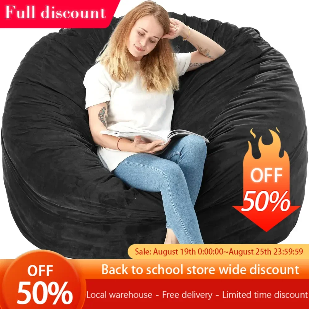 

Outdoor Bean Bags Chair: Large 5 'Bean Bags with Memory Foam Filled, Blue) Soft Sofa Covered with Dutch Velvet -56 X 56 "x 36"