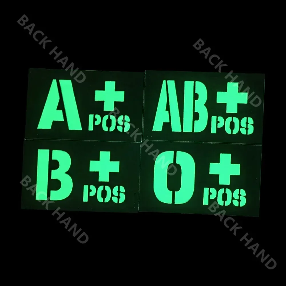 Reflective IR  Large Blood Type A B O Night Identification Badge First Aid Magic Patches Helmet Morale Badge Military Acessories