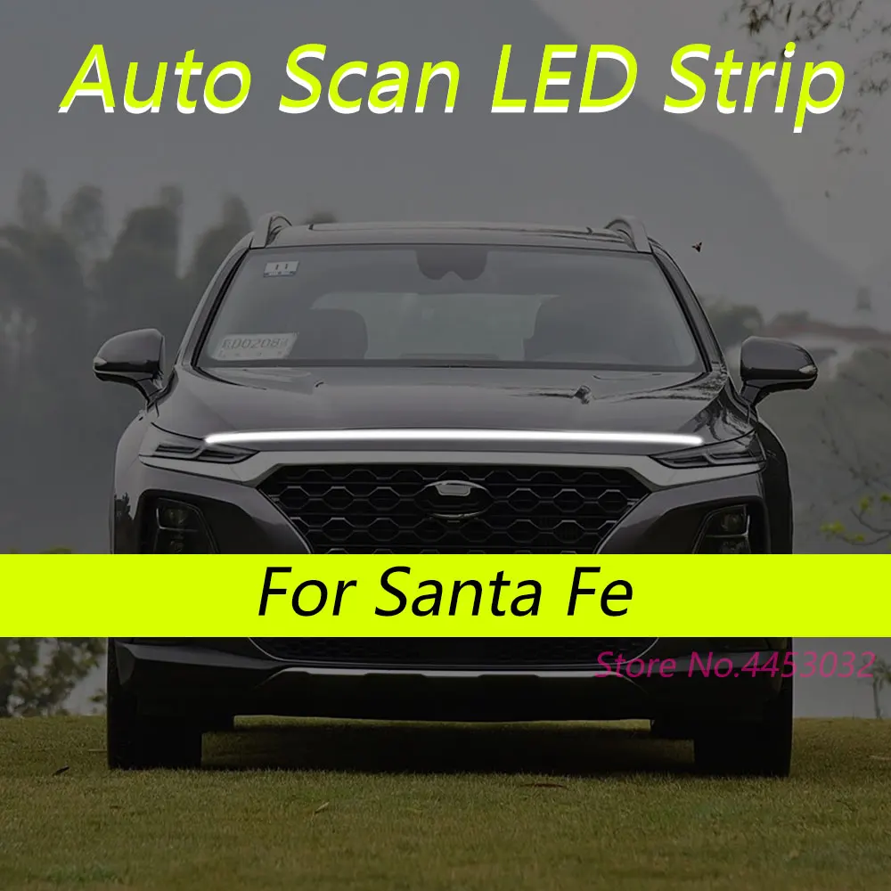 DRL Auto Scan Starting LED Strips For Hyundai Santa Fe 2006-2025 Car Hood Light Flexible Headlights Welcome Light 59 Inch