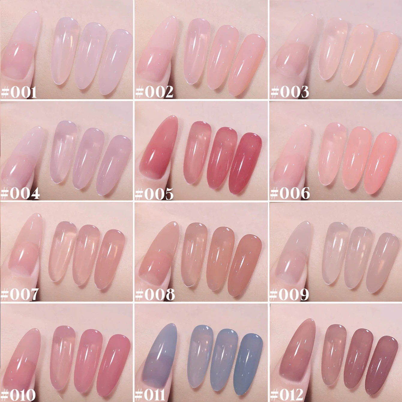 MIANEL 12ML Ice Clear Nude Jelly Gel Nail Polish 2025 New Style Top Selling Gel Polish Pink Nails Blue Nails White