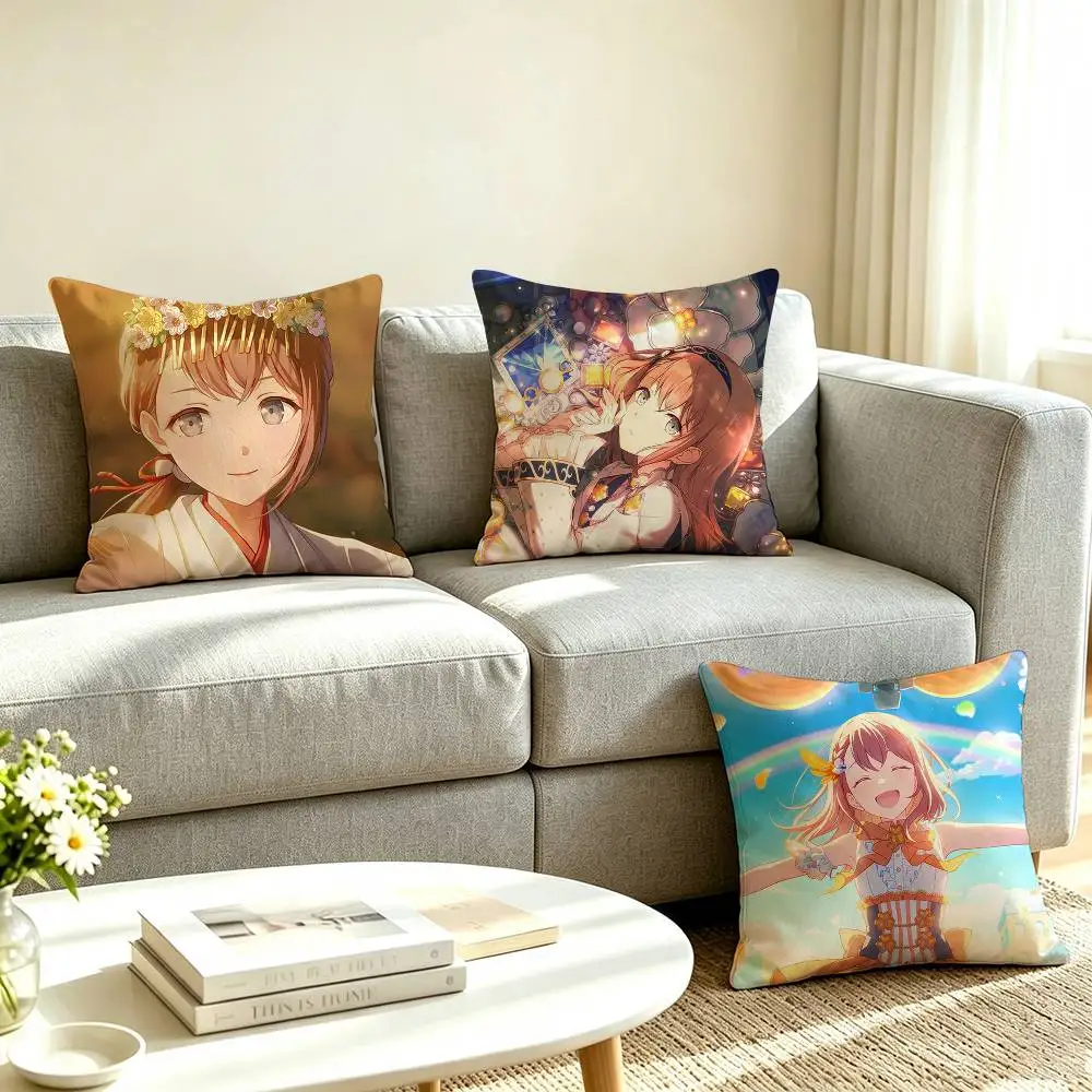 P-Project SEKAI M-Minori Hanasato Pillow Case Square Double-Sided Sofa Cushion Cover Bedroom Bedside Pillow