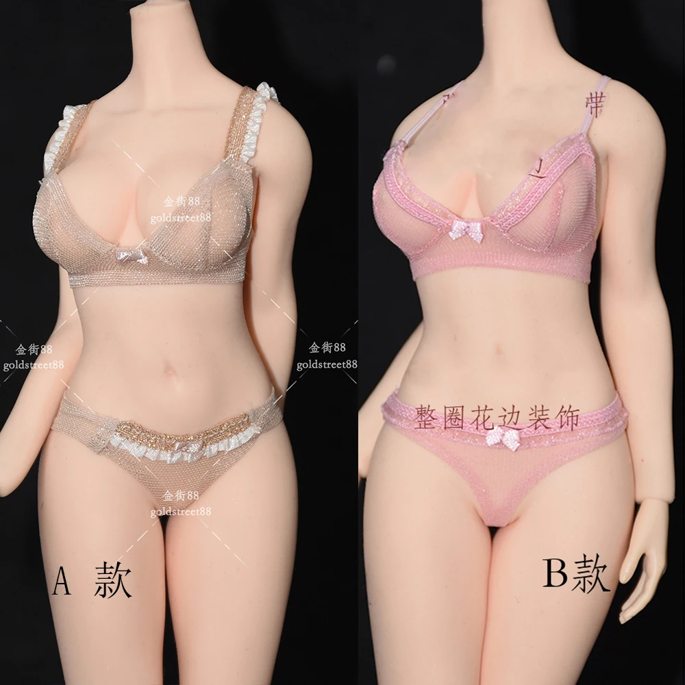 

1/6 Scale Female Soldier Elastic Mesh Fabric Bikini Bra and Underwear Set For 12 Inches tbleague Action Figure Normal / Fat body