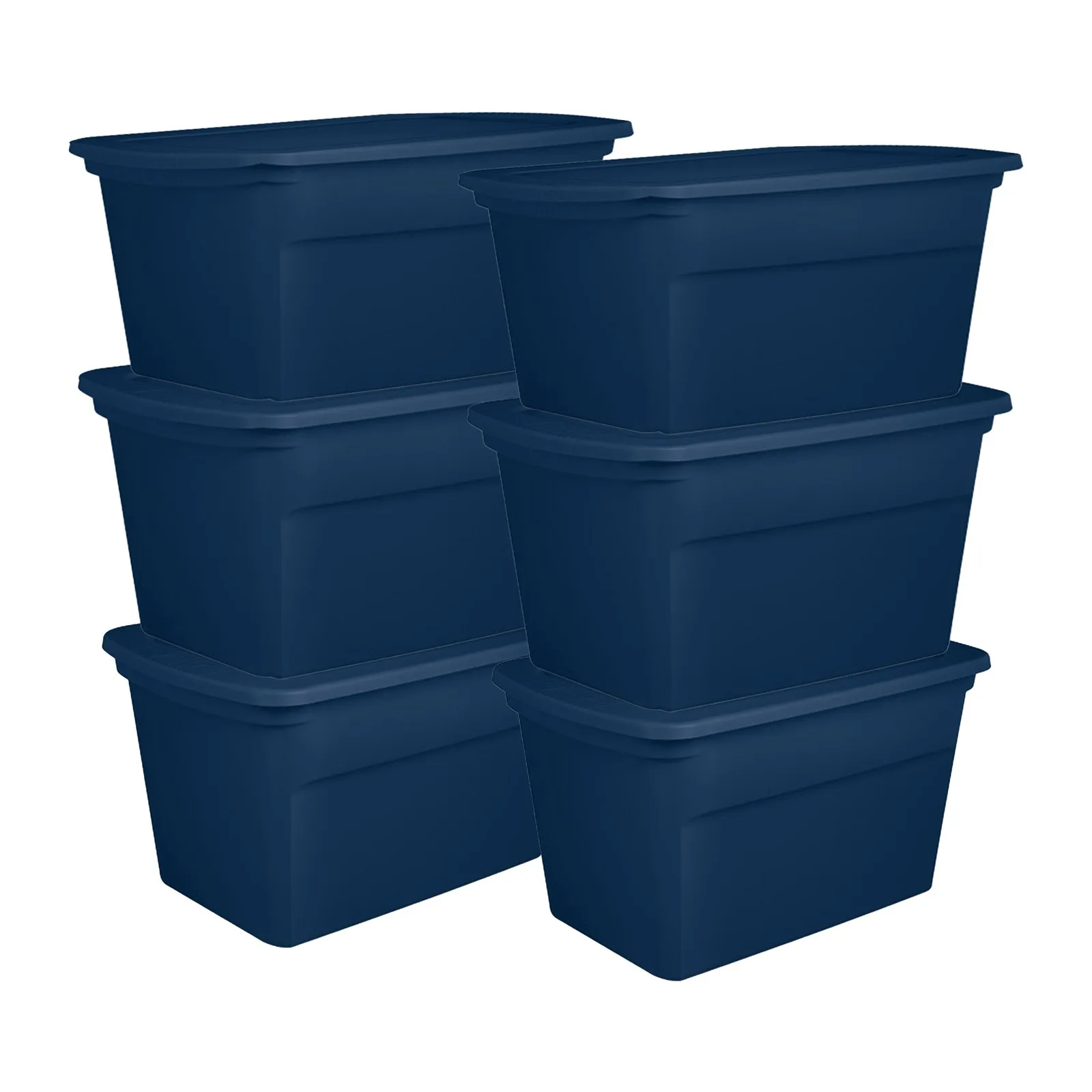 

Stackable 30 Gallon Storage Bin with Lid Large Plastic Organizer Container for Home Garage Closet Laundry Room Blue 6 Pack