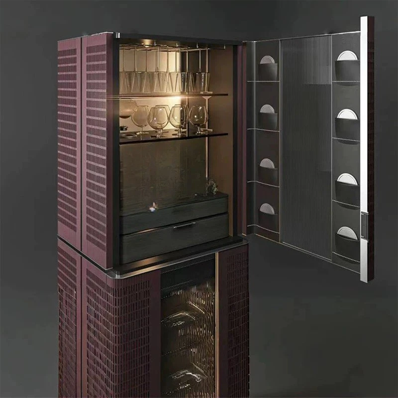 Italiaanse lichte luxe verticale wijnkast woonkamer eetkamer opbergvitrinekast