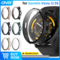 Glass+Case for Garmin Venu 3/3S Tempered Glass Screen Protector & Hard PC Protective Bumper for Venu3 Shell Accessories