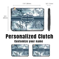 Graceful Customizable Name Women's Canvas Clutch Makeup Bag Purse Party Weekend Vacation Travel Cosmetic Bag Mobile Pouch Wallet - Image 4