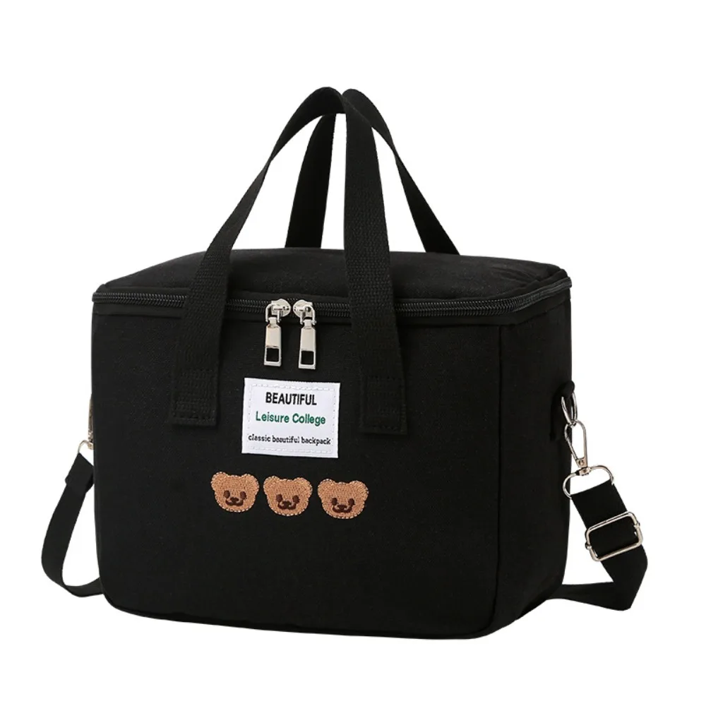 

Simple Canvas Mummy Bag Cartoon Bear Baby Diaper Organizer Multifunctional Picnic Dinner Container Women Handbag Maternity