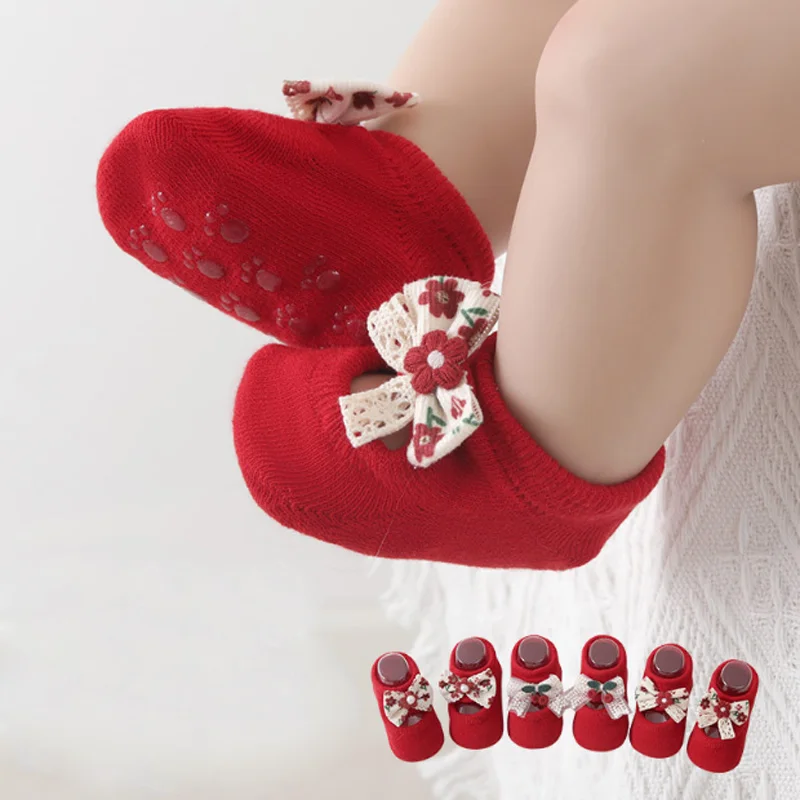 

New summer thin bow anti slip children's baby socks