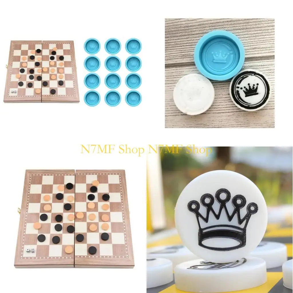 

N7MF 12 Pcs/Set International Chess Epoxy Resin Mold Checkers Silicone Mould DIY Crafts Jewelry Decorations Making Tools