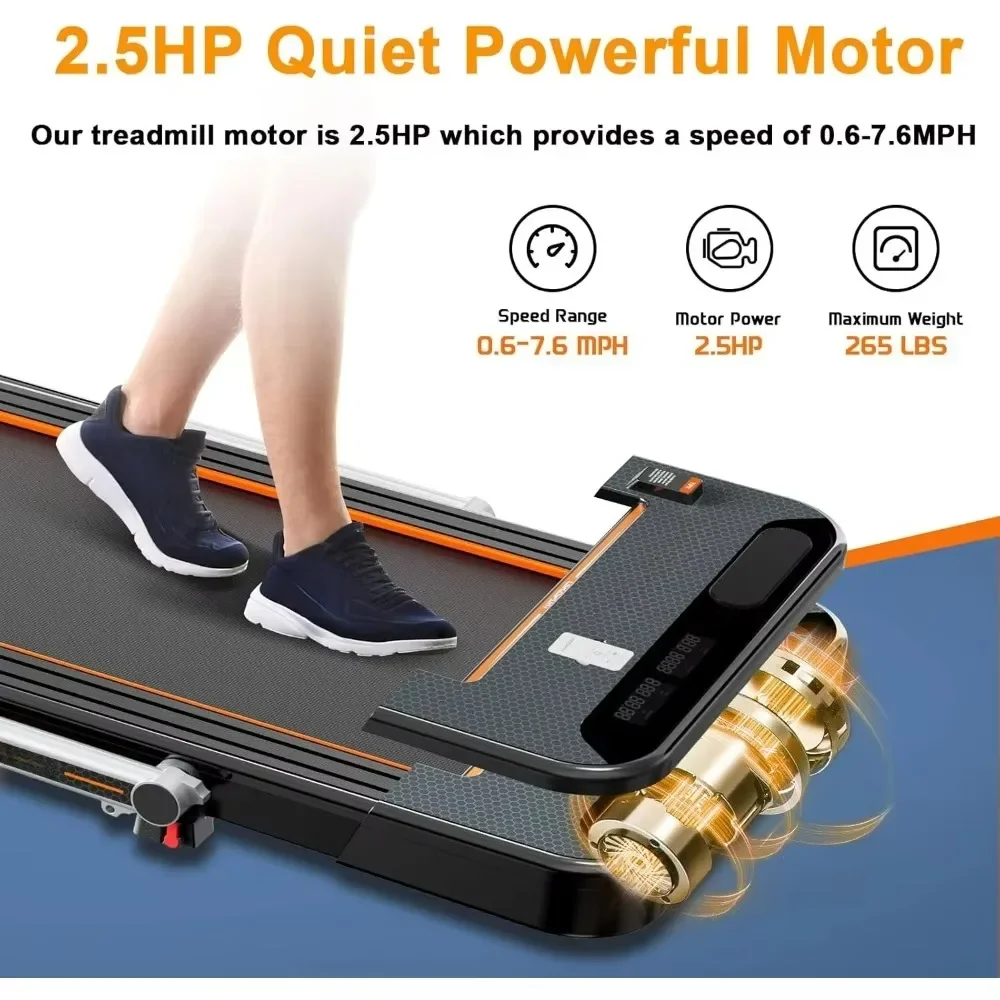 Walking Pad Treadmill 2-in-1 Under Table Treadmill Low Noise Home Treadmill LED Display 265 lb Weight Foldable Treadmills