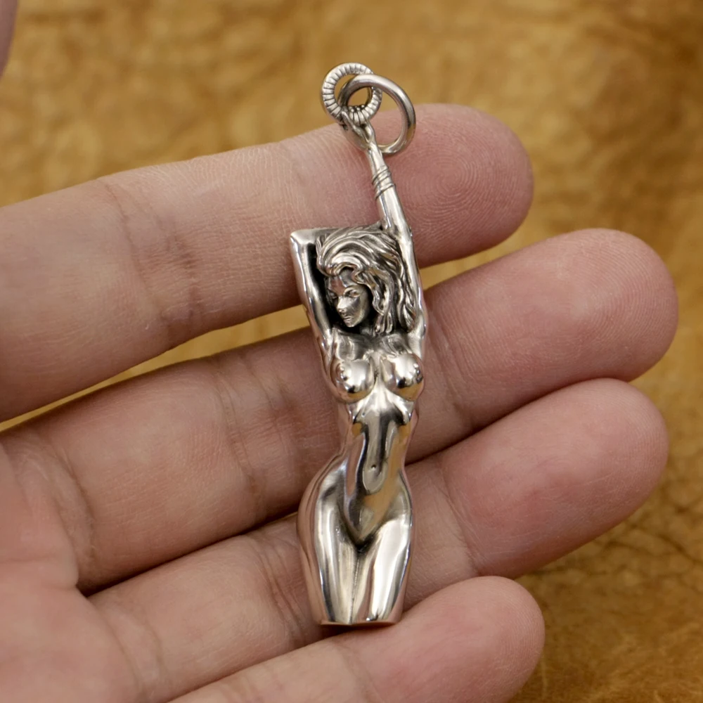 Sexy Angel Girl 925 Sterling Silver Pendant Charms Punk Jewelry TA378N