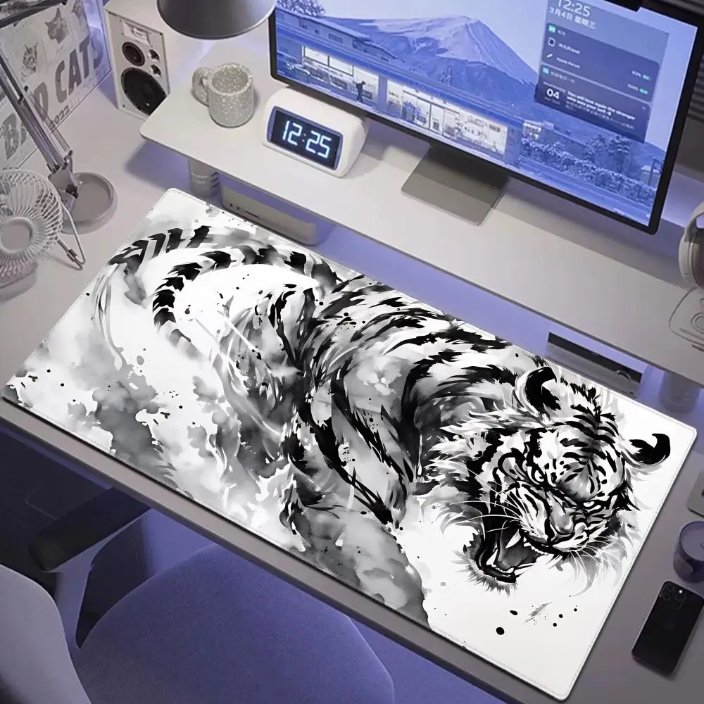 

HYBXAXC Water-Resistant Non-Slip Ink Tiger Gaming Mouse Pad Large Oblong Desk Mat for PC Laptop Study Office Accessories