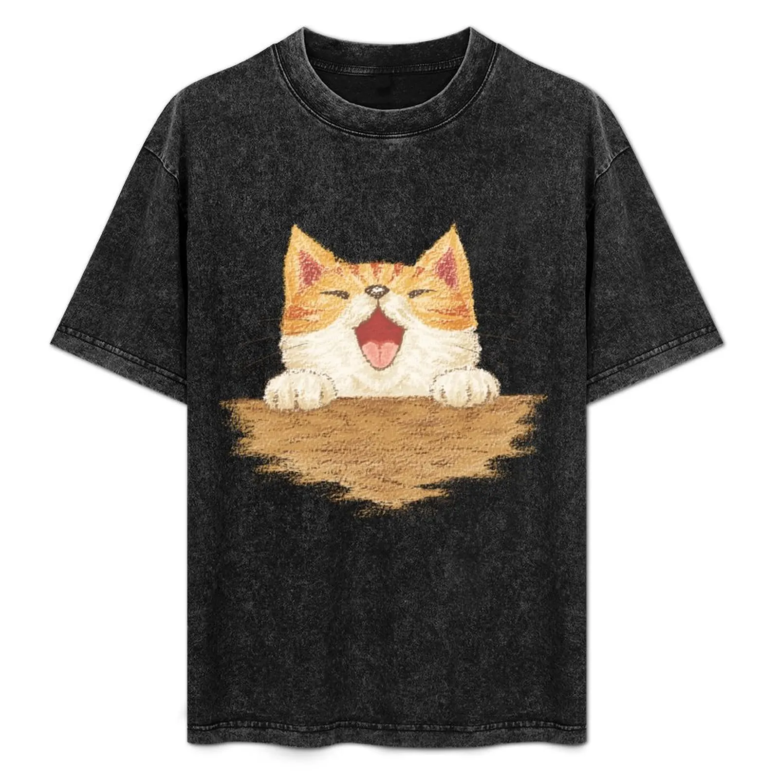 Happy Tabby T-Shirt Daily Casual Short Sleeve Tee Shirt