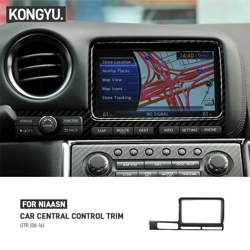 

For Nissan GTR R35 2008-2016 Real Carbon Fiber Car Central Control Navigation Screen Trim Cover Frame Decorative Sticker