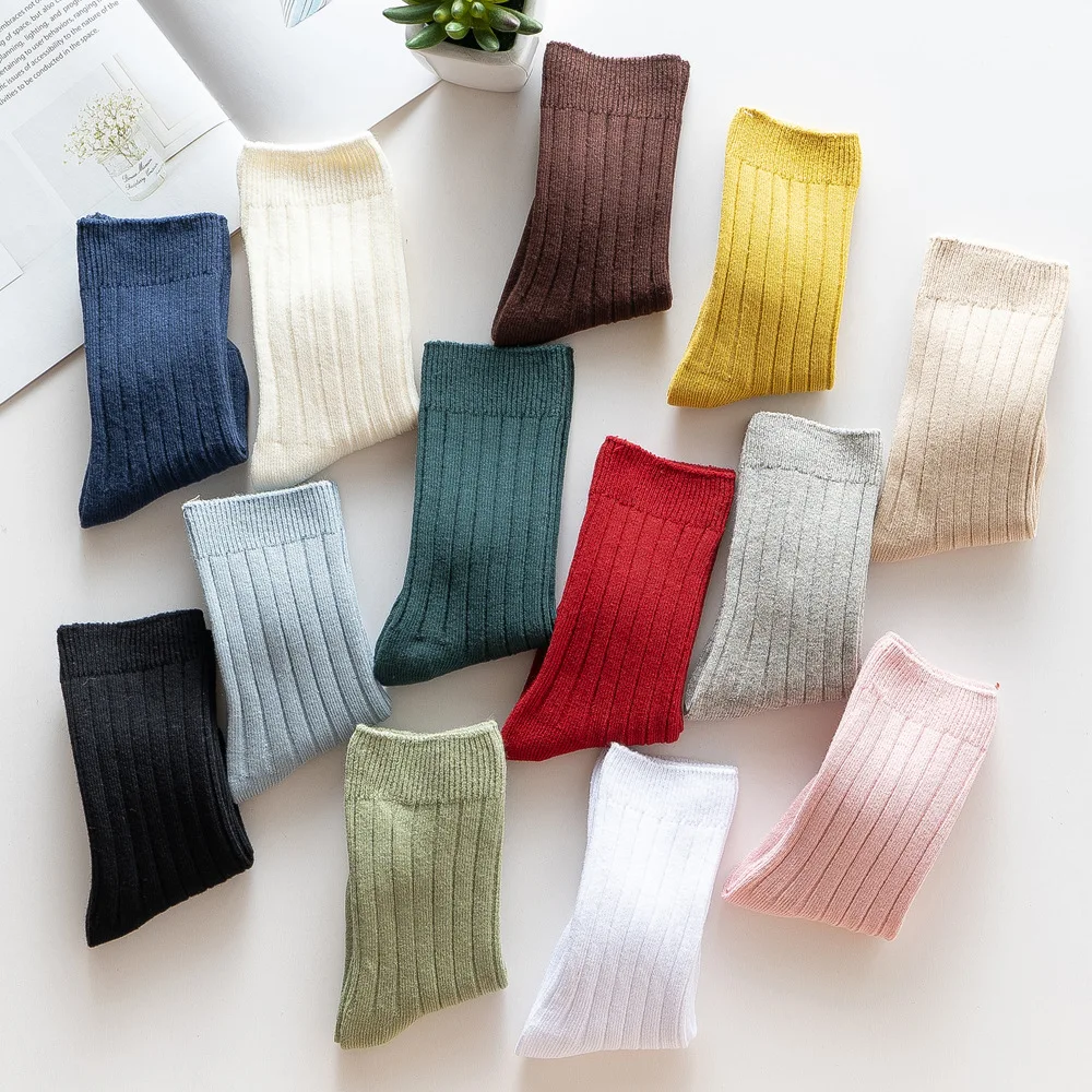 Chaussettes hautes à rayures pour bébé fille et garçon, vêtements bon marché pour nouveau-nés, style double illac, longues, unies, 13 couleurs, Espagne, nouveau, 2022