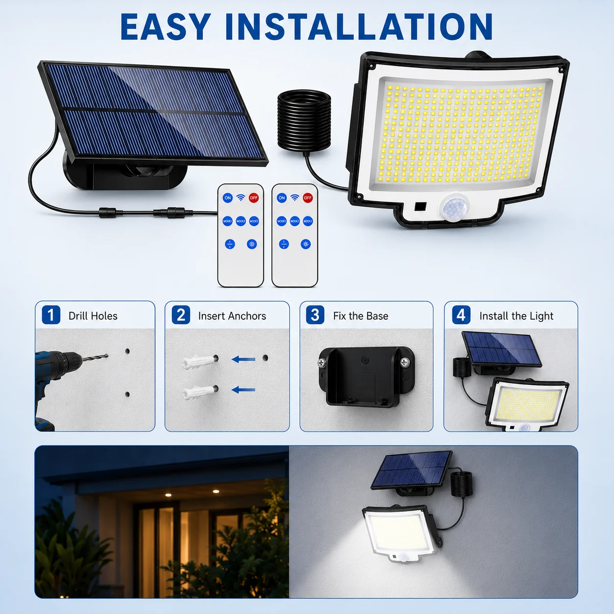 2Pcs 318LED 태양광 보안 조명 야외 모션 센서 - Balance Beam Outdoor 리뷰 및 가격