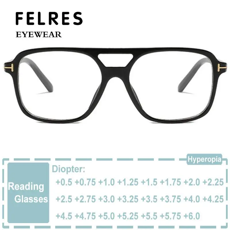 

Brand Designer Retro Double Bridge Square Reading Glasses Men Women Hyperopia Eyewear Anti Blue Light Presbyopia Eyeglasses