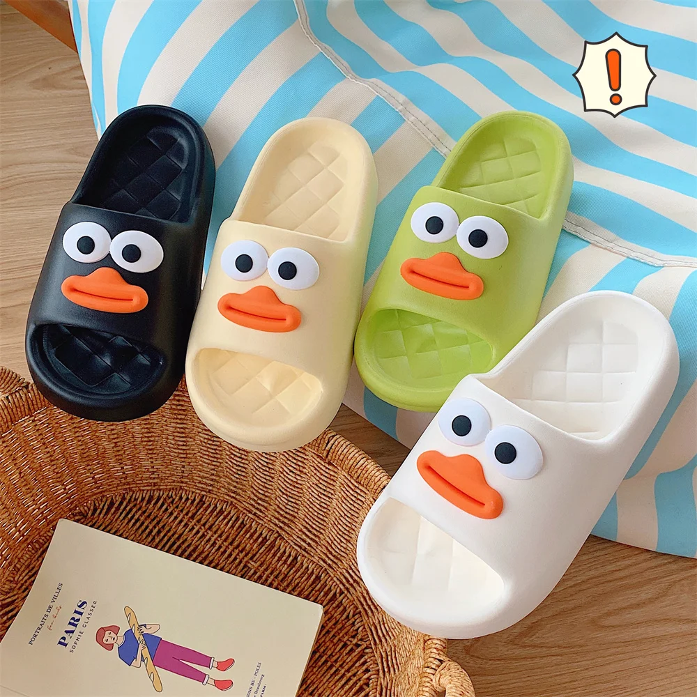 Women Slipper Couple Funny Duck Cute Cartoon EVA Anti Slip Soft Thick Sole Slippers Summer Bathroom Cool Slippers For Men