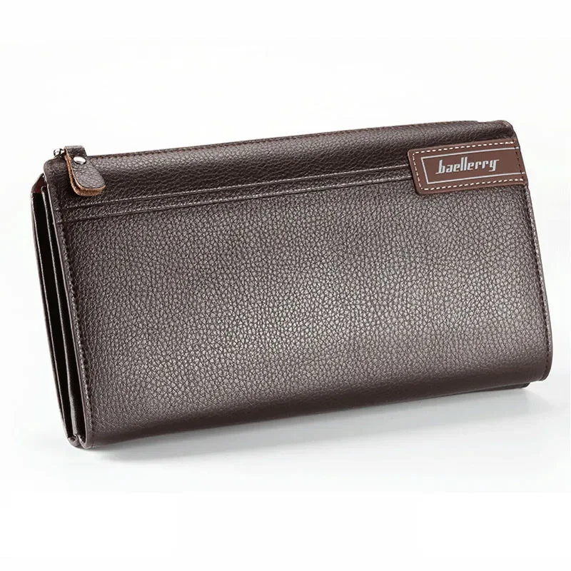 محفظة جلدية للرجال من Baellerry مع جيب للعملات المعدنية ومحفظة للهاتف وحقيبة يد ذات سعة كبيرة للرجال