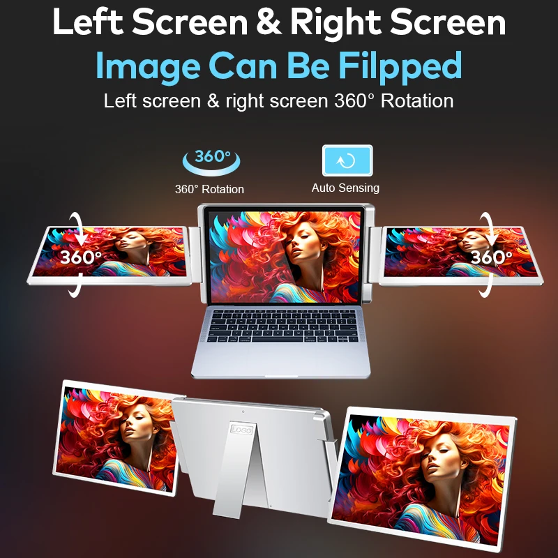 

Widely Compatible Plug and Play 16'' IPS Display 1200p 360 Rotation Flipped High-quality Folding 3 Screen Laptop Monitor for PC