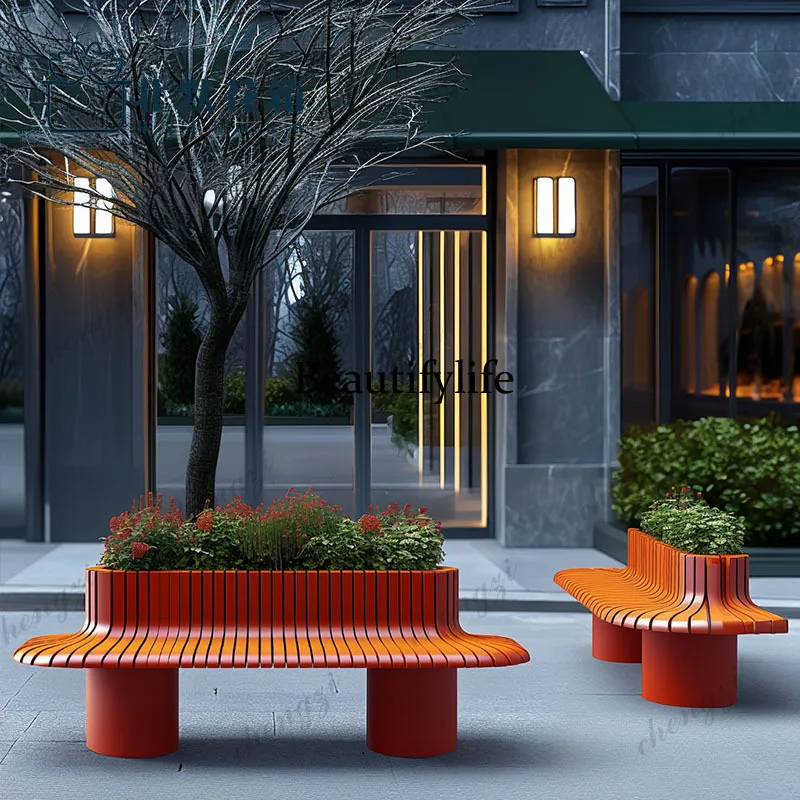 Outdoor Commercial Street Creative Dopamine Flower Box Seat Combination Pedestrian Street Park Flower Groove Planting Box