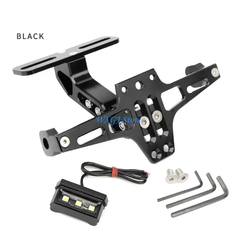 

37JE License Plate Bracket Holder With Bright LED Lights Aluminum Alloy Secure Mount