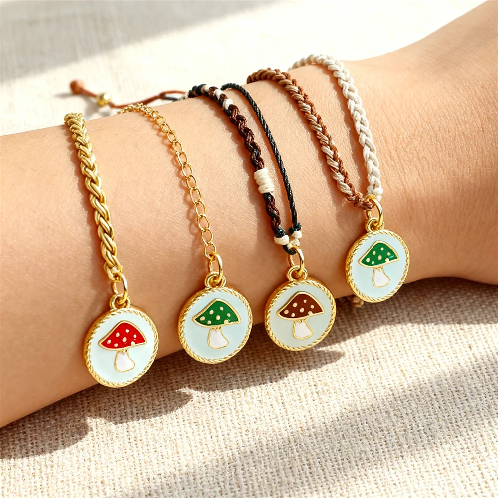 4 قطعة المعلقات النحاس المينا الفطر السحر زركون DIY بها بنفسك مجوهرات قلادة سوار صنع ارتداء اليومي اكسسوارات غير رسمية #3