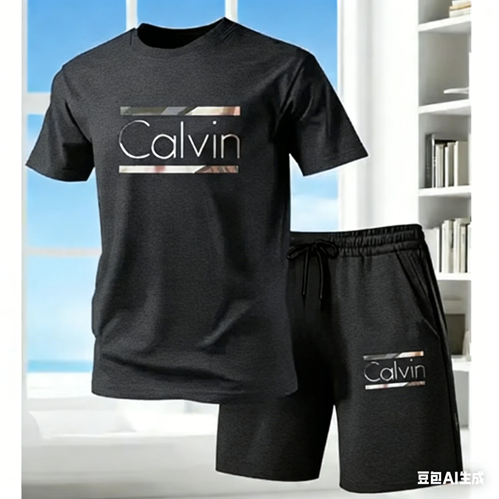 2026 New Fashion Casual T-shirt Shorts Two-piece Set Letter Printing Men's Summer Outdoor Wear Suit