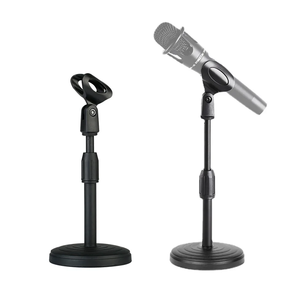 Microphone Stand Portable Desk Adjustable Lifting Disc Base Shockproof Network Live Broadcast Microphone Clip Bracket Mic Stand